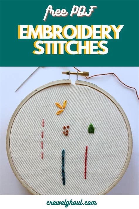 Basic Embroidery Stitches Free Pdf Crewel Ghoul In 2020 Embroidery