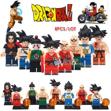 8pcs Set Dragon Ball Anime Vegeta Krillin Android 17 Goku Gohan Minifigures Toy Building Toy