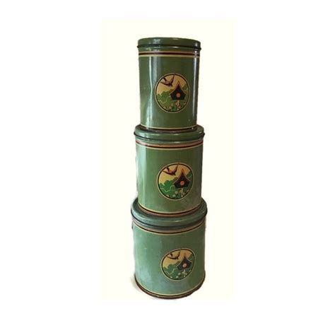 Vintage Tin Canister Set 1920s To 1930s Bluebird And Bird House