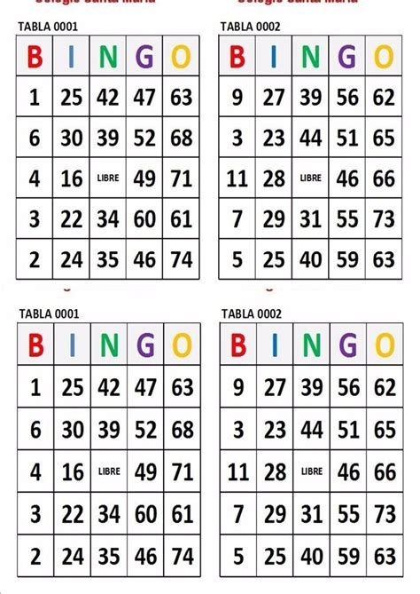 Cartones De Bingo En Pdf Para Imprimir Bingo Cards Printable Bingo My