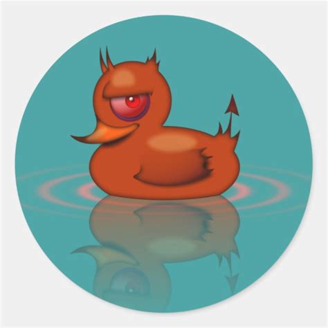 Evil Rubber Duck Classic Round Sticker Uk