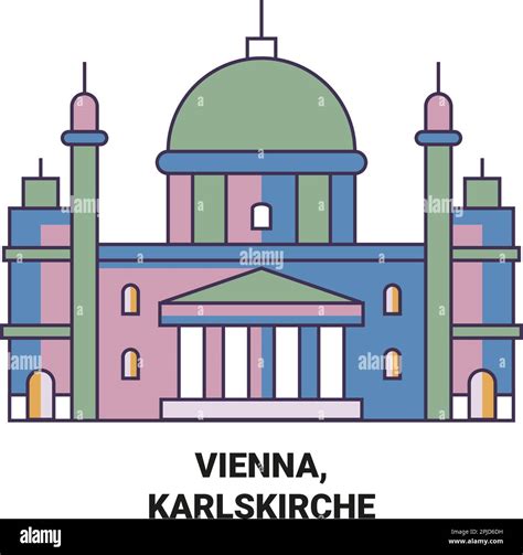 Austria Vienna Karlskirche Travel Landmark Vector Illustration Stock