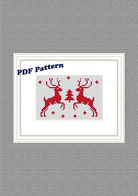 reindeer cross stitch pattern christmas easy pattern pdf etsy