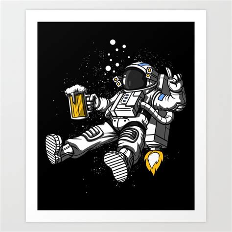 Astronaut Drinking Beer Space Party Art Print By Nikolay Todorov Society6
