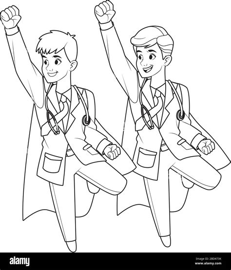 Super Doctors Staff Flying Comic Characters Stock Vector Image Art
