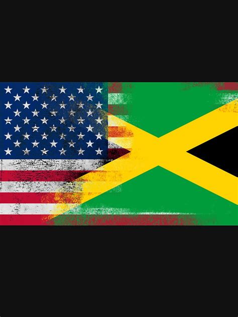 Jamaican American Half Jamaica Half America Flag T Shirt By Ozziwar