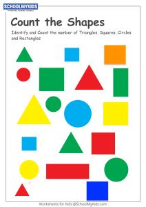 Identify and Count Shapes - Counting Triangles, Squares, Circles and