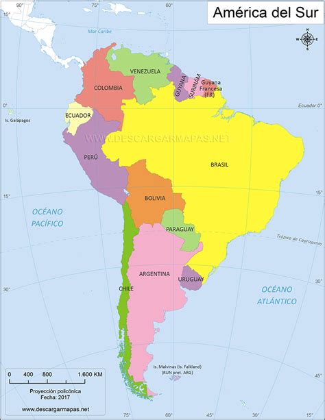 Mapa Político De América Del Sur Descargar Mapas