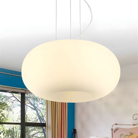 White Glass Doughnut Ceiling Pendant Light Simple Style 1 Light Hanging