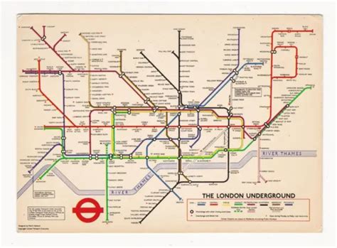 London Underground Tube Map Postcard 1970s Paul Garbutt London
