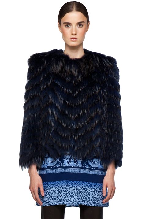 Versace Versace Women Real Fur Jacket Midnight Blue