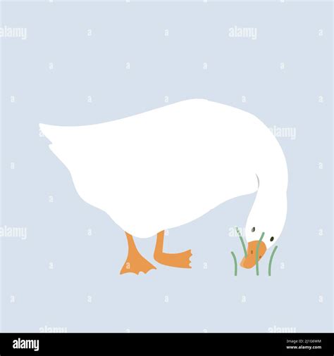 Cute Goose Isolated Flat Vector Cartoon Illustration Stock Vector