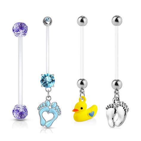 4pc Value Pack Lot Flexible Pregnancy Belly Rings