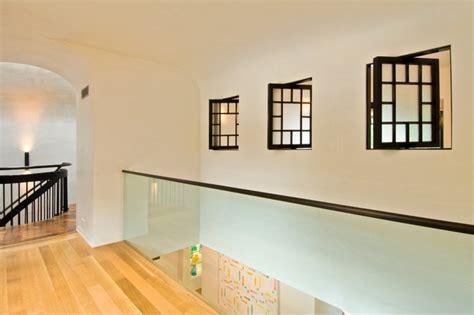 Glass Interior Wall And Pivoting Interior Windows Contemporary Hall