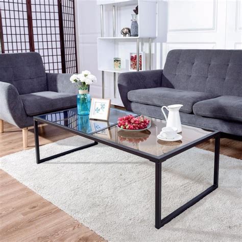 Theo Rectangle Dual Color Glass Top Coffee Table In 2020 Coffee
