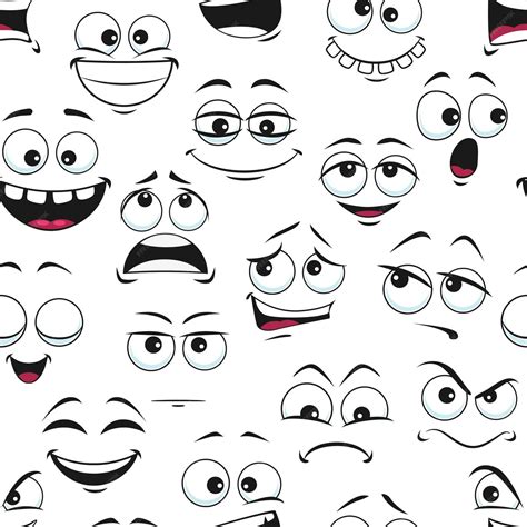 premium vector funny cartoon faces seamless pattern background
