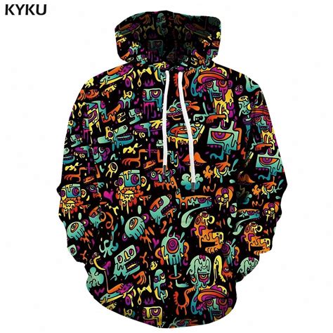 Kyku Brand Psychedelic Sweatshirts Men Abstract Sweatshirt Printed