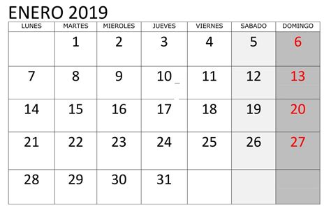 Calendario Enero 2019 Para Imprimir Calendario Enero Enero Calendario