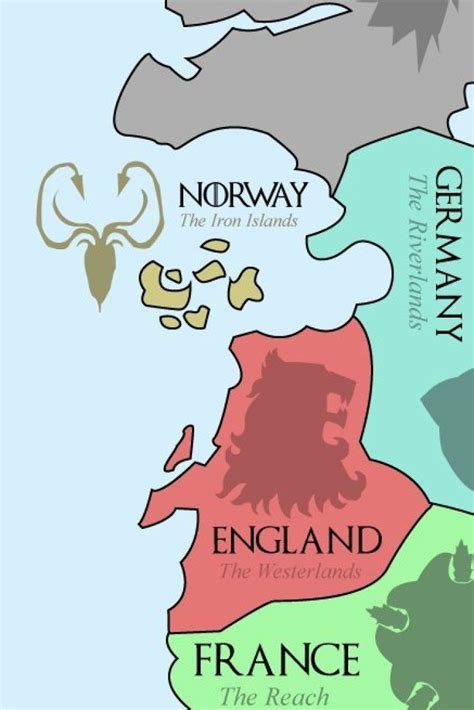 This Map Shows The Real World Equivalents Of The Seven Kingdoms Game