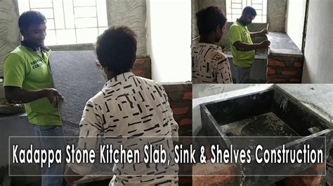 Kitchen Slab Construction Using Kadappa Stone Kadappa Stone Shelf