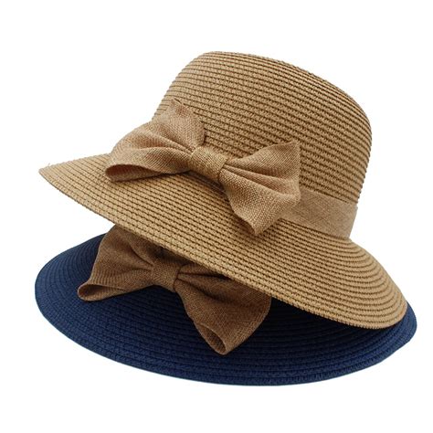 Fashion Vintage Style Linen Bowknot Summer Straw Hats Womens Church