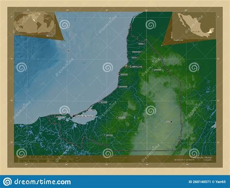 Campeche Mexico Physical Labelled Points Of Cities Stock