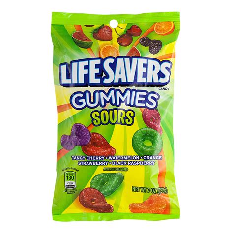 Lifesavers Gummies Sours 7 Oz Peg Bag Nassau Candy