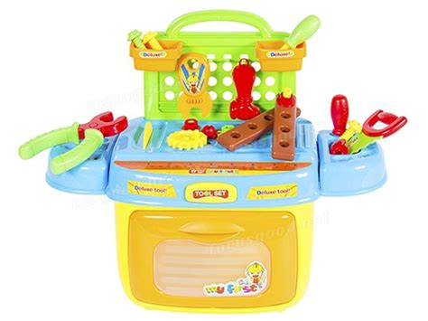 Kids Tool Box Pretend Playset With Sound And Lights Compact Portable