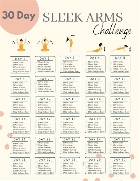 30 Day Sleek Arm Challenge Body Building Tracker How To Etsy