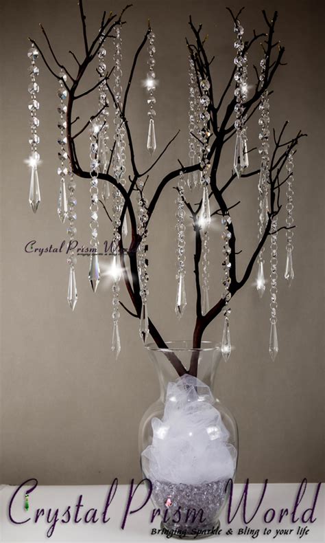 Wedding Centerpiece With Hanging Icicle Crystals And Prisms Crystal