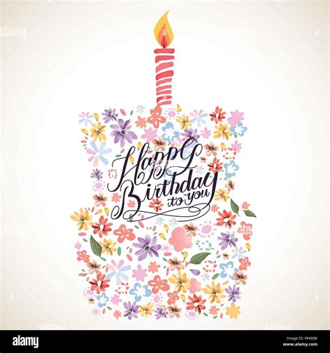 Happy Birthday Calligraphy Floral