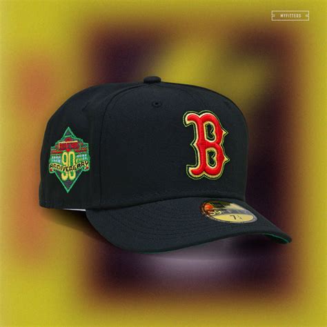 Boston Red Sox 90th Anniversary Jet Black Radiant Red New Era Fitted