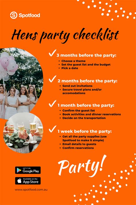 Hens Party Checklist Party Checklist Hen Party Diy Party Planner