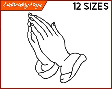 Praying Hands Machine Embroidery Design 12 Sizes Christian Machine