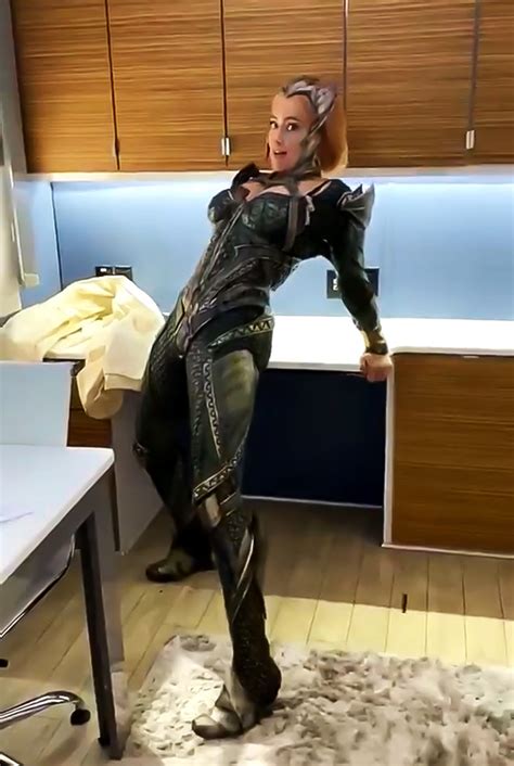 Justice League Star Amber Heard Shares New Set Video Of Mera Costume Antics