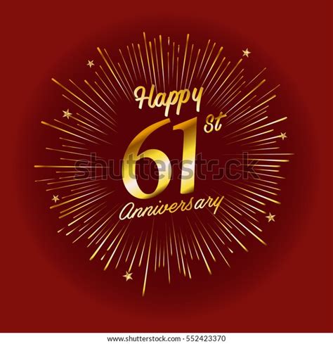 Happy 61st Anniversary Fireworks Star On Stock Vector Royalty Free