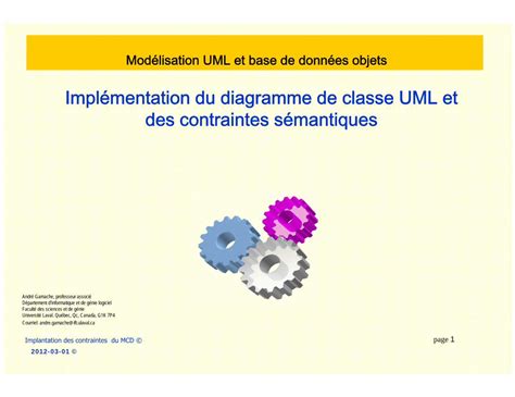 PDF Implémentation du diagramme de classe UML et des agamache IFT Pagesweb