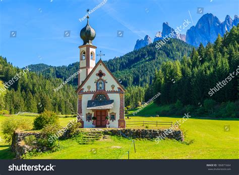 Santa Maddalena Church In Green Alpine Valley Val Di Funes Dolomiti