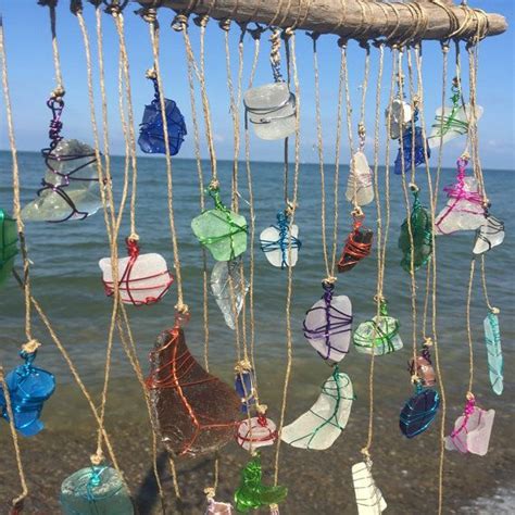 Whimsical Sea Glass Suncatcher Beach Glass Mobile Eco Friendly Etsy Driftwood Art Eco