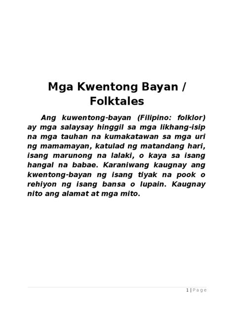 Mga Kwentong Bayan Sa Pilipinas