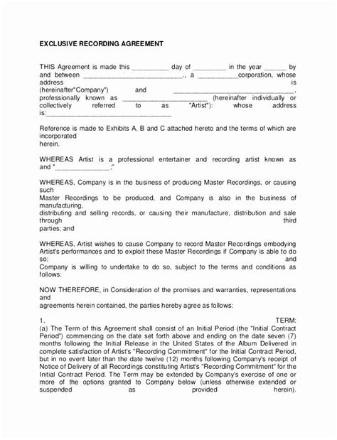Sample Record Label Contract Best Of 12 Record Label Contract Template