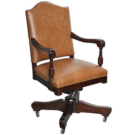 Antique Classic Swivel Desk Leather Armchair With Casters C1912 At 1stdibs