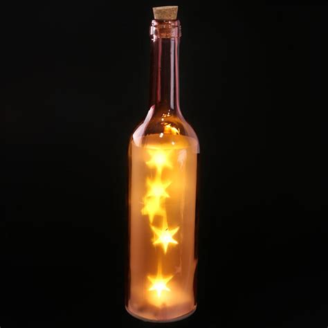 Glass Wine Bottle Led Star Lights 29cm High Battery Party Wedding