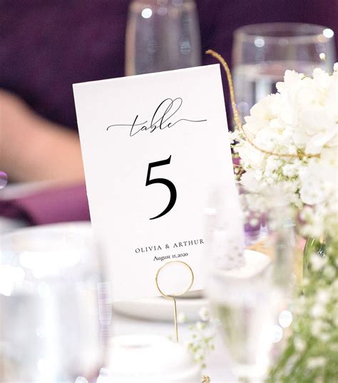 Script Elegance Wedding Table Number Template Calligraphy Etsy In