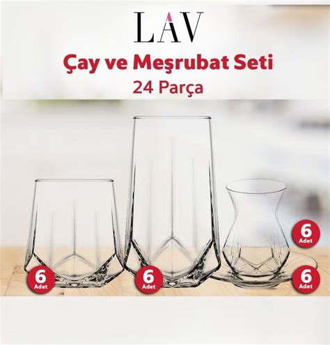 Lav çay ve su meşrubat bardağı seti takımı 24 parça Alkapida com