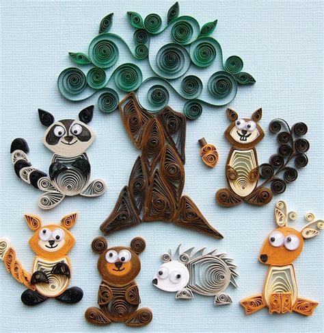 Animales Y Arbol De Papel Enrrollado Filigrana Quilling Patterns