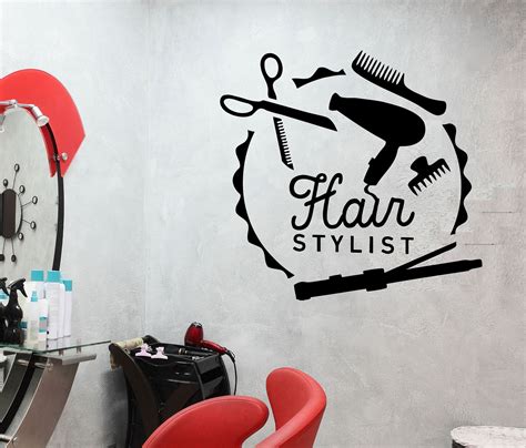 Vinyl Wall Decal Hair Stylist Barber Tools Beauty Stickers Mural Unique