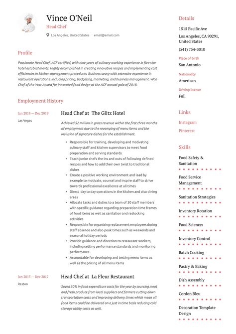 43 Chef Resume Skills Examples For Your School Lesson