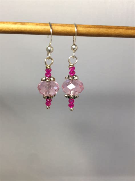 Pink Crystals Hot Pink Crystals Handmade Earrings Etsy In Etsy
