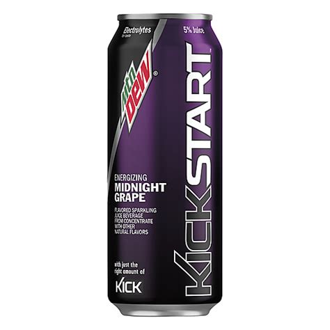 Mtn Dew Kickstart Energizing Juice Drink Grape Flavored 16 Fl Oz Can